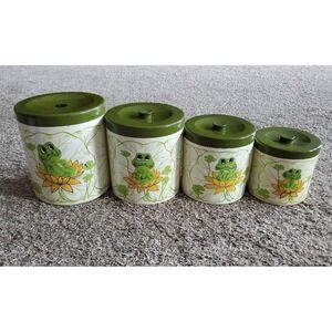 Vintage 1977 Sears, Roebuck And Co Neil The Frog Set Complete Canister Set 8 Pc.